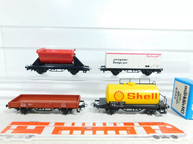 BX139-0,5 #4x Märklin H0 / AC Marchandises DB : 4442 Shell + Propac etc,Mint +