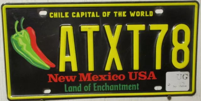 NEW MEXICO USA license plate tag Chile Capital of the World Land of Enchantment