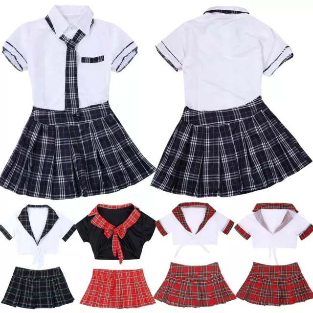 Sexy Womens School Girl Uniform Costume Lingerie Halloween Cosplay Fancy Dress