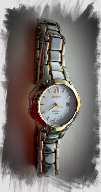 LADIES STAINLESS STEEL Seiko Coutura 100m Bracelet Watch Second