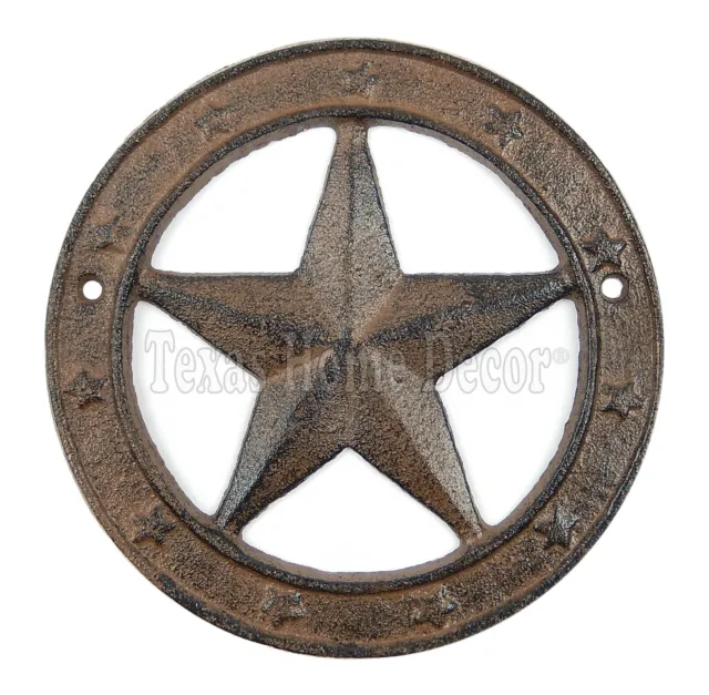 Texas Star with Ring Cast Iron Western Barn Decor 6.25" Rustic Antique Style