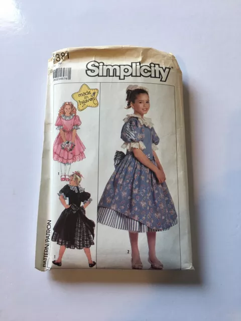 Uncut 80s Simplicity Sewing Pattern 9381 Girls 14 Back Button Dress +Petticoat