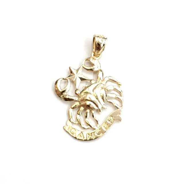 14k yellow Gold crab cancer zodiac sign astrology Pendant charm fine jewelry...