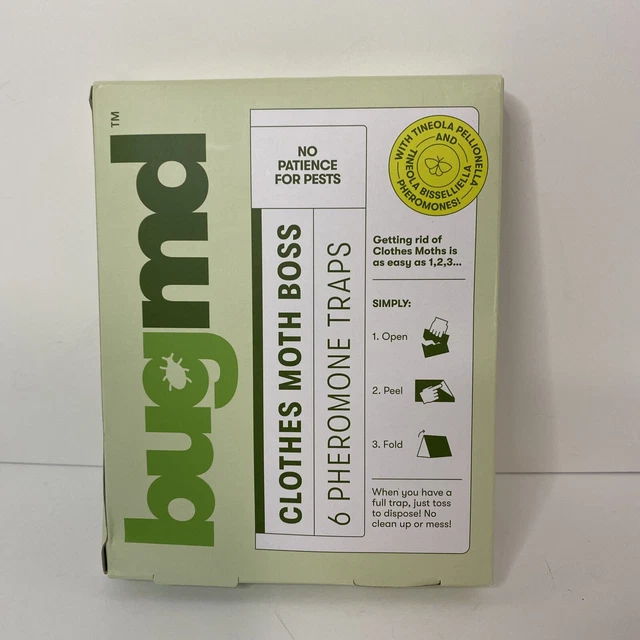 BugMD Clothes Moth Boss Traps - Sticky Glue Bug Repellent with Pheromone Sealed