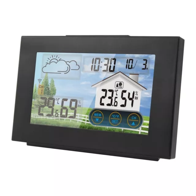 Touch Screen Alarm Clock Thermometer Forecaster Wireless Weather Station