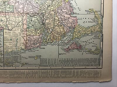 1899 Vintage MASSACHUSETTS & RHODE ISLAND Atlas Map Pictorial Atlas of the US 3