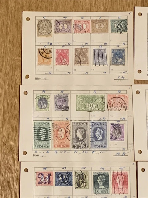 Briefmarken Lot Holland Niederlande uralt 16 Seiten aus einem Album 2