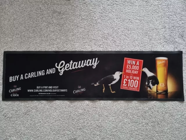Carling Getaway Rubber Back Bar Runner, Pub Drip Mat, Long, Man Cave, Brand New