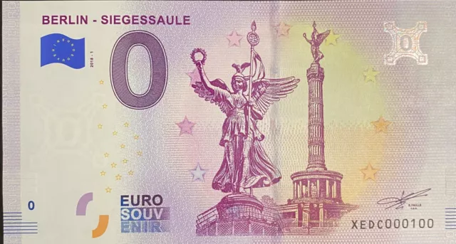 Geldschein 0 Euro Berlin Siegessaule Deutschland 2018 Nummer 100