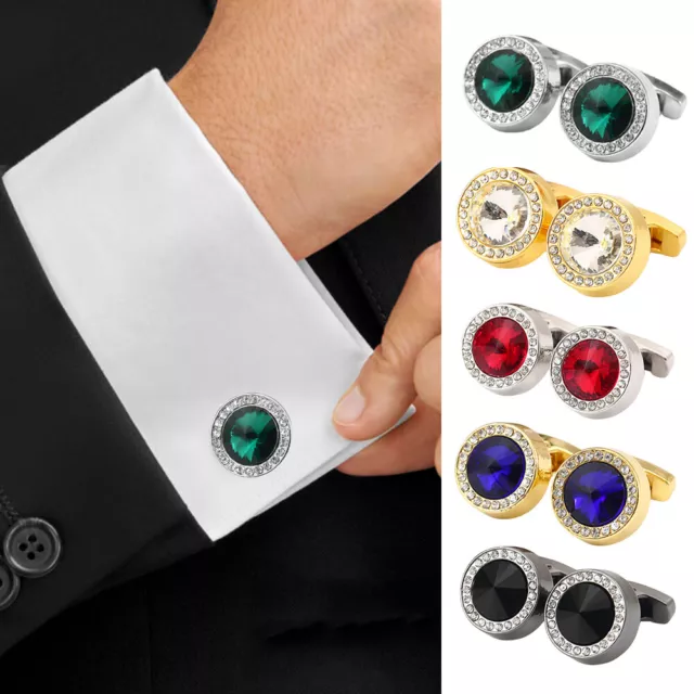 Quality Men's Cufflinks Silver Crystal Groom's Square Wedding Luxury Cuff Links