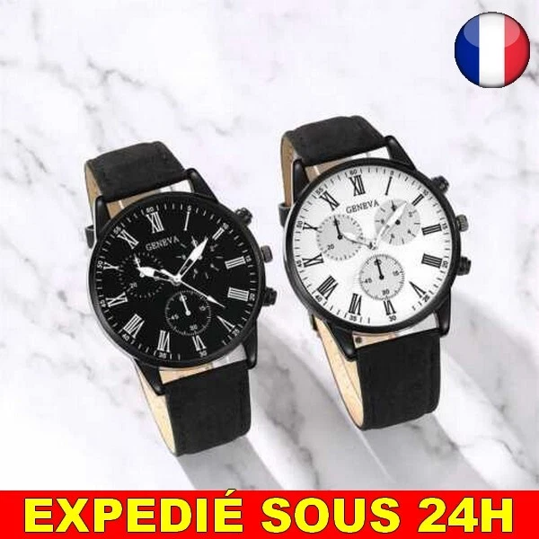 Montre Femme Jaquet-Girard - Quartz, Boîtier Acier, Bracelet Cuir Noir - Neuf Avec étiquettes
