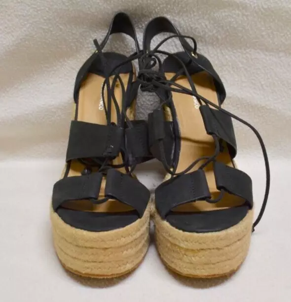 Tony Bianco Women's Black & Tan Chunky Wedge Platform Espadrille Sandals Sz 41. 2