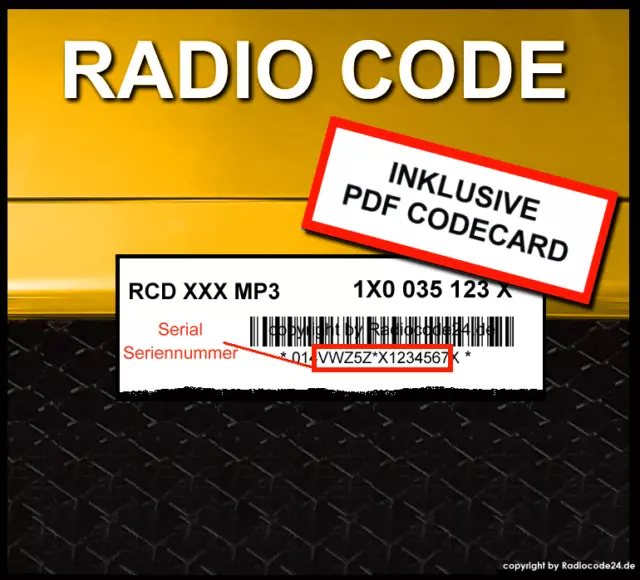 █►Radio Code Unlock Pin passend für Volkswagen VW