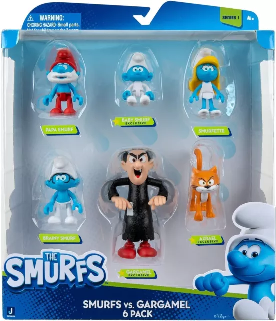 Smurfs Vs Gargamel 6 Pack Multipack Smurfette Papa Smurf Azrael Baby Ages 6+ Toy 2