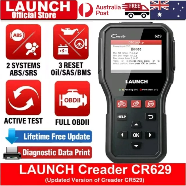 LAUNCH CR629 OBD2 Car Scanner ABS SRS Diagnostic Tool Code Reader Oil BMS Reset