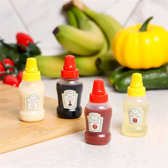 1-4PCS Mini BBQ Squeeze Bottle Sauce Bottles Ketchup Mustard Condiment Dispenser