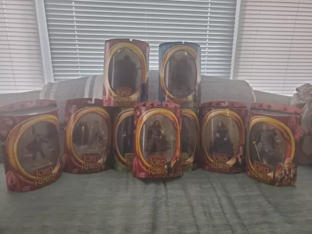 Lord Of The Rings Action Figures Lot Of 9 MIB Frodo Ringwraith Legolas Faramir