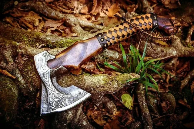 Viking Axe Carbon Steel Axe Hunting Battle Ready Valhalla Weapon Bearded Axe
