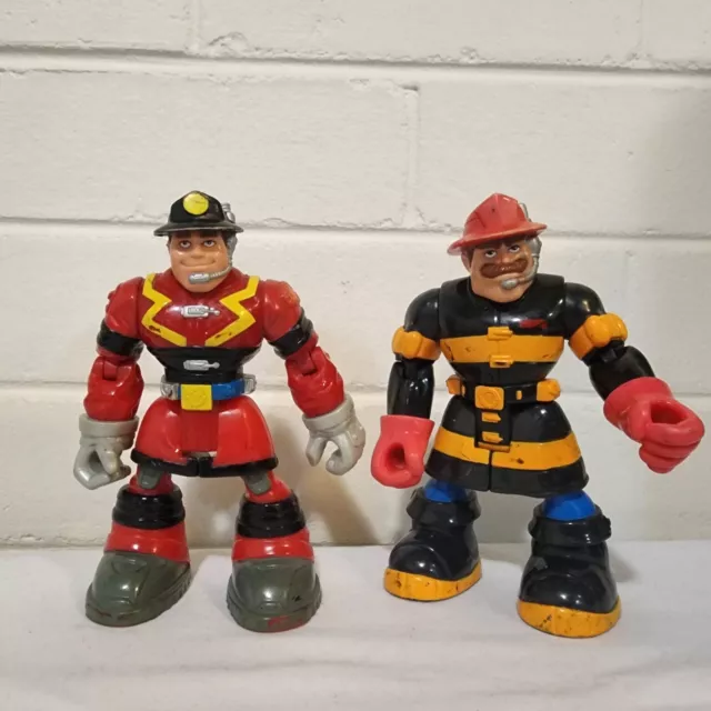 Fisher Price Rescue Heroes Vintage Fireman 1997-2001 Action Figure Toy Bundle x2