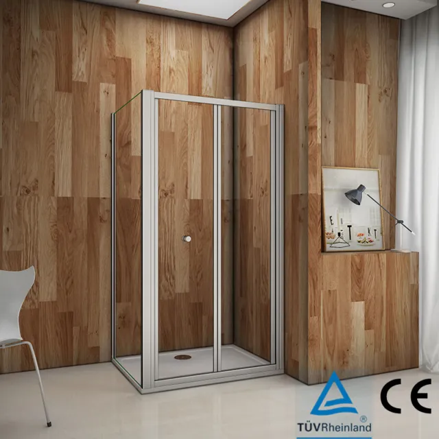 Clearane !! Bifold Shower Enclosure Walk In Safety Glass Door Panel Cubicle Tray