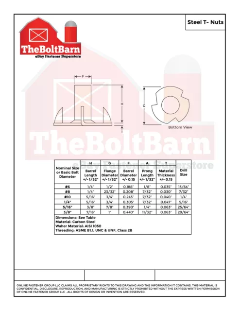 5/16"-18 Steel 3 Prong T Nuts Tee Zinc Plated Coarse Thread (Pick Quantity) 2