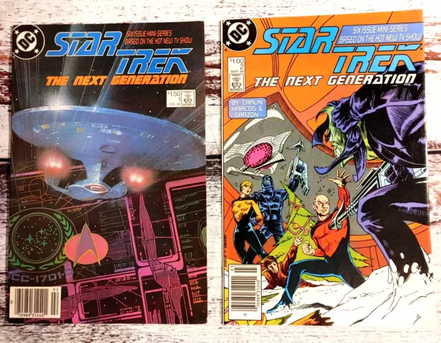 Star Trek Next Generation Lot of 2 Comics. #'s 1-2. 1987. DC.  Both Newsstands.