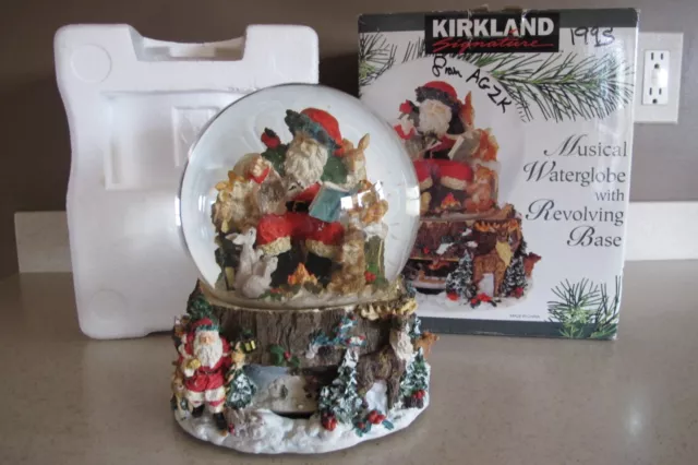 Santa Claus Musical Water Globe with Revolving Base Kirkland #37213 w Box