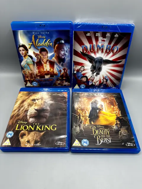 Disney Live Action Blu Ray Bundle 4x Lion King, Aladdin, Dumbo, Beauty and The B