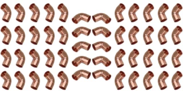 Copper Pipe Fittings 90 Degree Elbow 1/2" Inch - Lot of 50