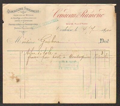 TOURS Dépot FONDERIES VAL D'OSNE "HERON & RIDREAU" en 1905 QUINCAILLERIE 37 