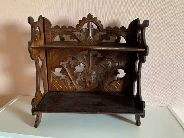 Magnifique Ancienne  Etagère Pliable Murale Bois Années 1920-30 Art Déco ALSACE