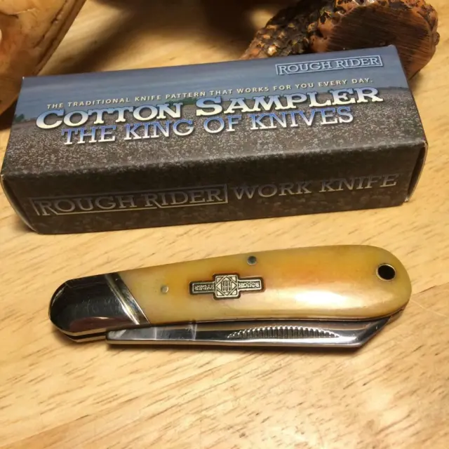 Rough Rider Tobacco Smooth Bone Small Cotton Sampler 3" Pocket Knife  RR1834