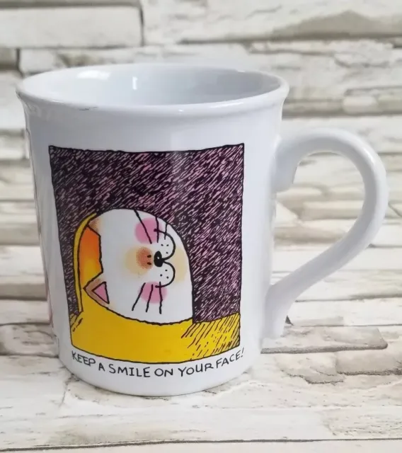 Hallmark Mug Mates 1985 Vintage Cat Cup Keep a Smile on Your Face Kitty Kitten