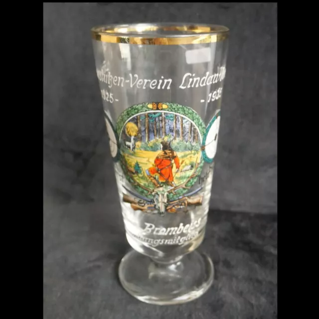 Bierglas 10 Jahre Zimmerstutzenverein Lindau-Reutin 1935 Widmung Schützenverein.