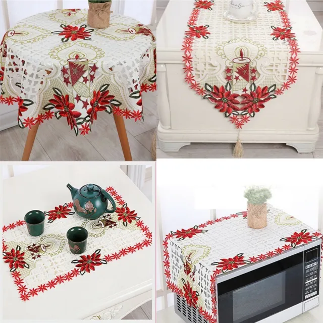 Vintage Spitze Weihnachten Tischdecke rot bestickt Blumen für elegantes Essen