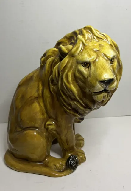 Lion Made In Italy Ceramic / Glazed Pottery Stately Lion