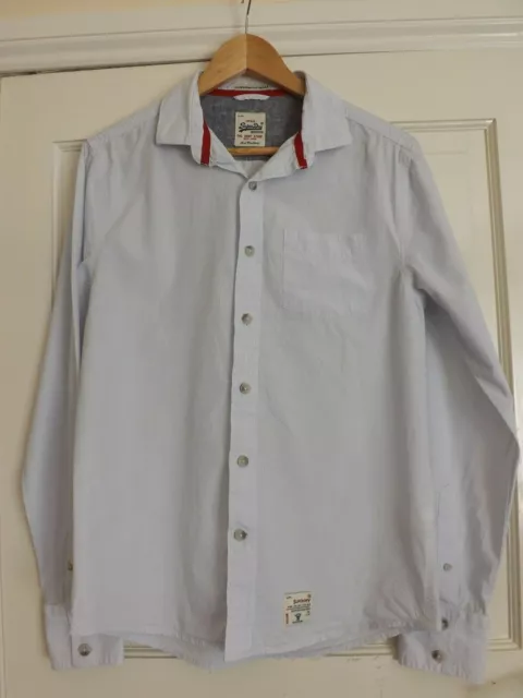 Camisa para hombre Laundered Cut Collar de Superdry a rayas azul