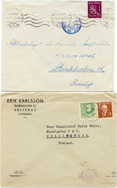Finland, WWII Censor, 1940 & 1944 Covers to/from Sweden w/Censor h.s.