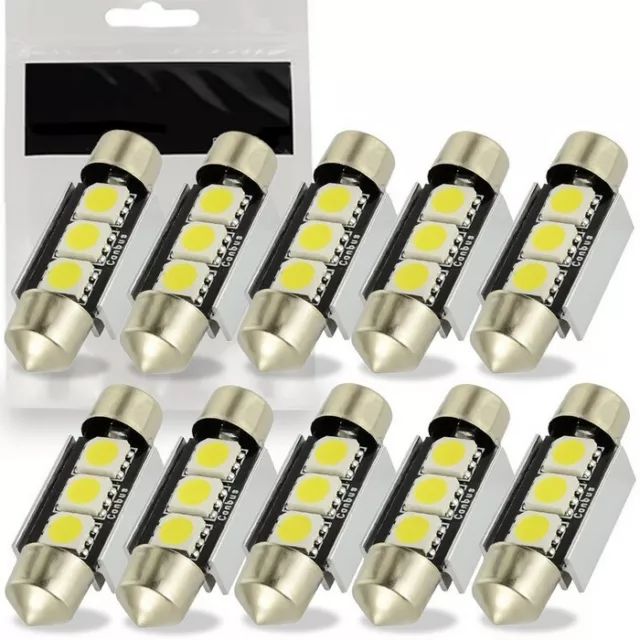 Ampoule C5W Navette LED 39mm 12V Blanc Xenon 6000K Canbus Habitacle coffre 10pcs