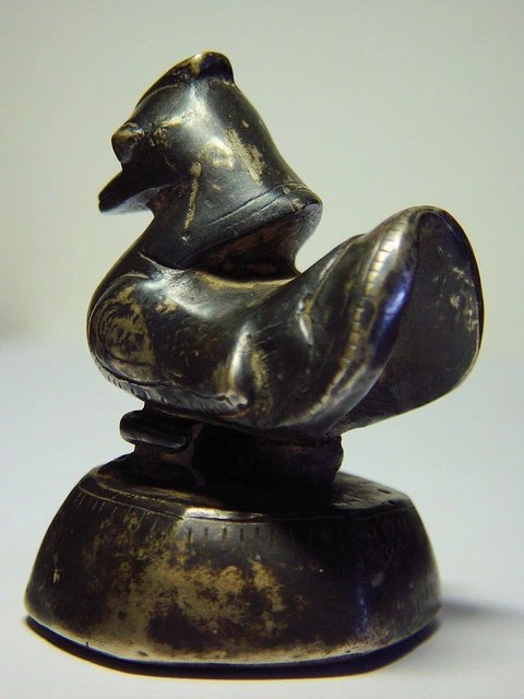 ANTIQUE BURMESE "SILVER BRONZE" AQUATIC HINTA BIRD OPIUM WEIGHT 1,021g. 18th C. 3