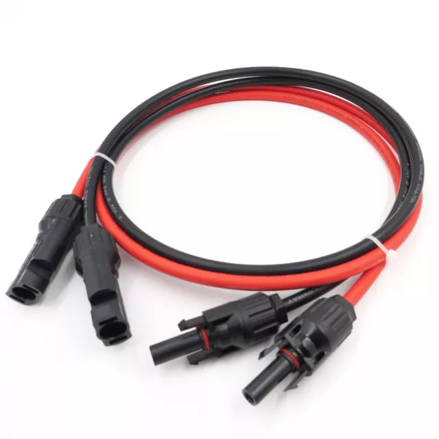 Solar Panel Extension Cable Wire PV Connector 10/11/13AWG Black + Red 1 Pair