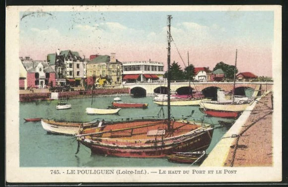 Tirage Albuminé Vintage Original Du Pouliguen, Entrée Du Port – Circa 1875 – Format 17.5x28 Cm