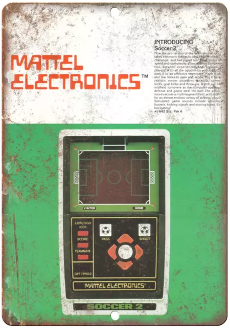 Mattel Electronics Soccer Hand Held Video 12" x 9" Reproduction Metal Sign G50