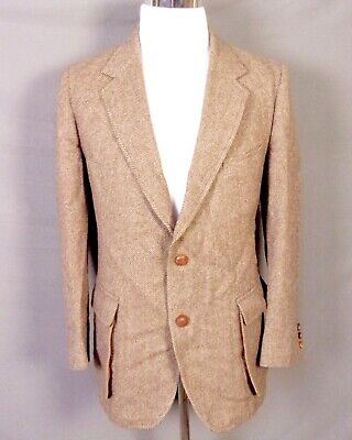 Vintage EUC Pendleton Marrone 100% Lana Tweed Herringbone Giacca Sportiva 42 R