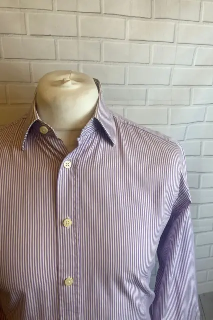 Camicia Charles Tyrwhitt viola a righe 15,5"" - 33"" vestibilità regolare polsino con bottoni