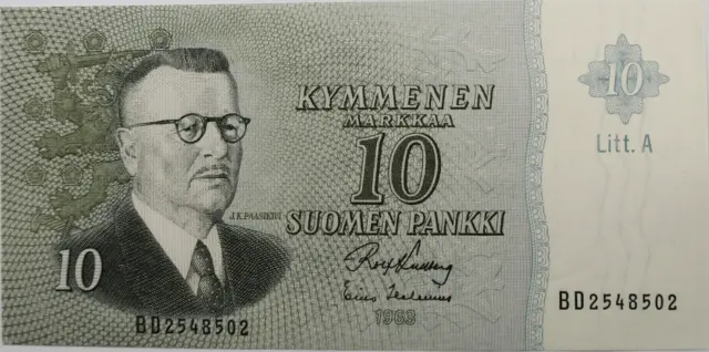 1963 Finland 10 Ten Markkaa Suoment Pankki Uncirculated Banknote BD2548502