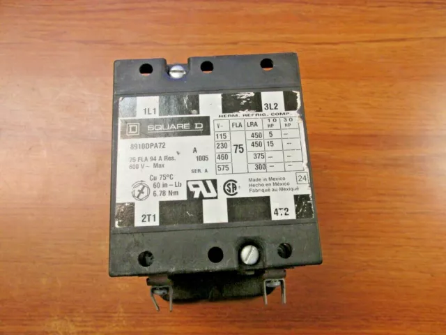 Square D Contactor 94A, 600V Max, Cat# 8910DPA72 ..  ZM-318