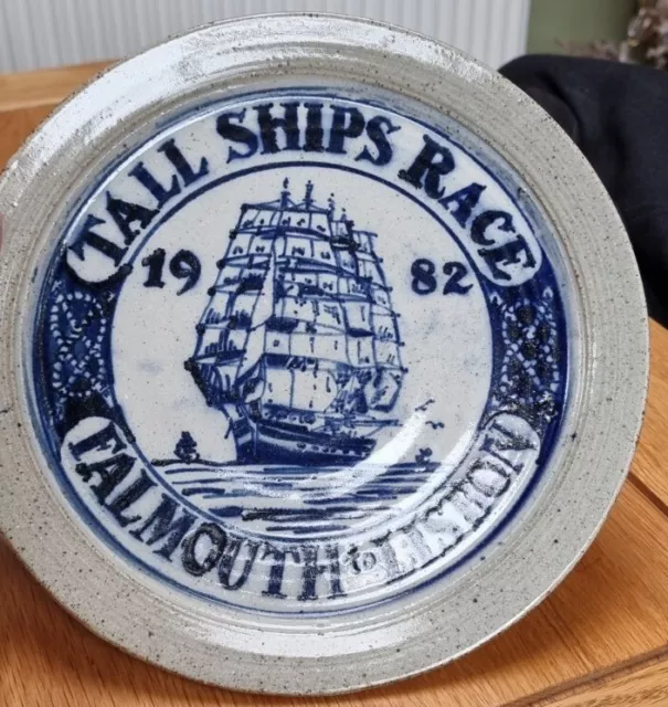 RARE Truro Pottery Cornwall Wall Plate TALL SHIPS RACE 1982 FALMOUTH to LISBON