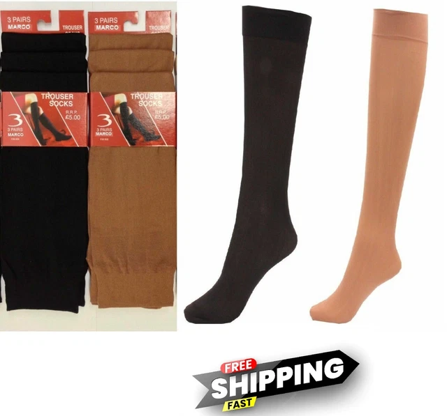 3 PAIRS LADIES Knee High Pop Socks Trouser Tights 80 Denier Adults