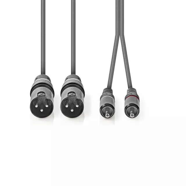 XLR Audio Cable 2x XLR Male 3 pin to Phono Pair Male Bal 1.5m Nickel CAT-XLR-422